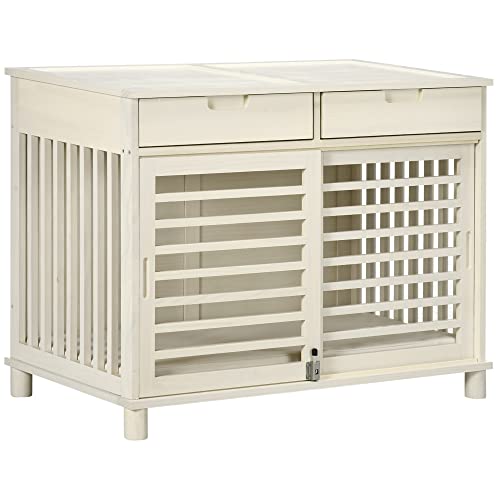 The Best Wooden Dog Crate Cover 7 PawHut Modern Medium Dog Crate End Table with Soft Cushion ...