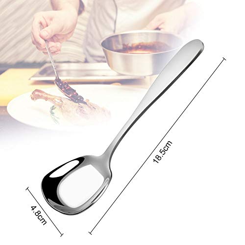 3 Pezzi Cucchiai Acciaio Inox Cucchiaio da Portata e da Minestra, Quadrato, 18,5 cm - immagine 3