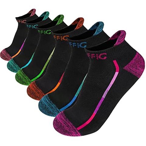 NAFFIC Sneaker Socken Damen 6 Paar Rutschfest Laufsocken Sportsocken Anti-Blasen Frottee Kissen Atmungsaktive Feuchtigkeit Short Ankle Trainer Socken Cover