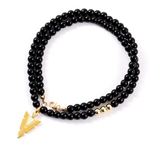 Collar con colgante de flecha para hombre, collar de cuentas de piedra de ojo de tigre hecho a mano de 6mm, regalo de joyería para hombre Cover