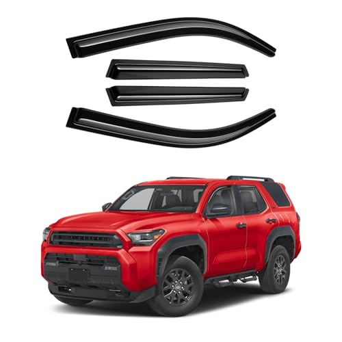Image of Canvcle 4Runner Rain Guards Window Visors for Toyota 4Runner 2025 2026, Outside-Mount Tape-On Side Window Wind Deflectors for 4Runner Accessories, Vent Visors Shades Rainproof Black 4PCS