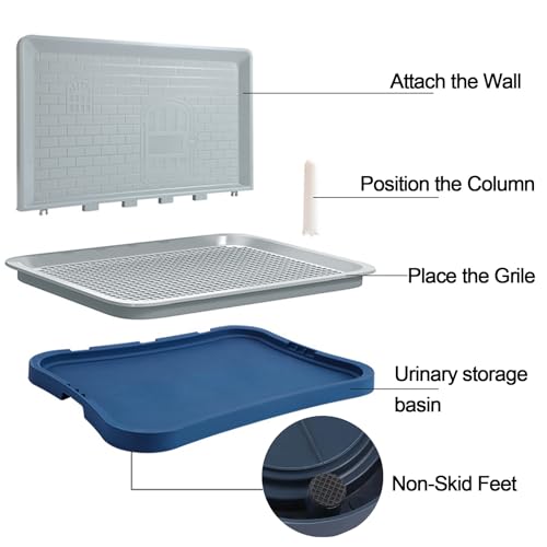 Pee Pad Holder,Indoor Dog Potty Pad,Puppy Potty Training Tray,for Small and Medium-Sized Dogs,20"*15", with Pee Wall, Non-Skid Feet(Navy Blue) - Image 3