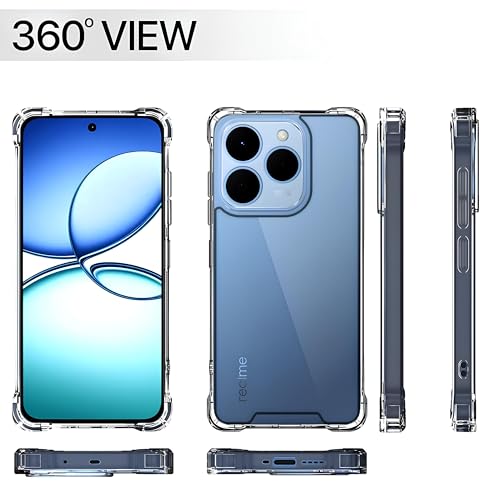 Image of Fashionury 3D Raised Transparent Crystal Clear Back Cover for Realme 15T 5G | Shockproof Design | Anti-Slip Grip | Camera Protection | 360 Degree Protection Mobile Case