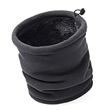 Qxuan Thermal Snoods Men's Winter Thick Fleece Neck Warmer Gaiter Warm Tube Beanie Face Mask Outdoor Sports Ski Cycling Scarf Hat, Meduim Grey, XL - Image 1