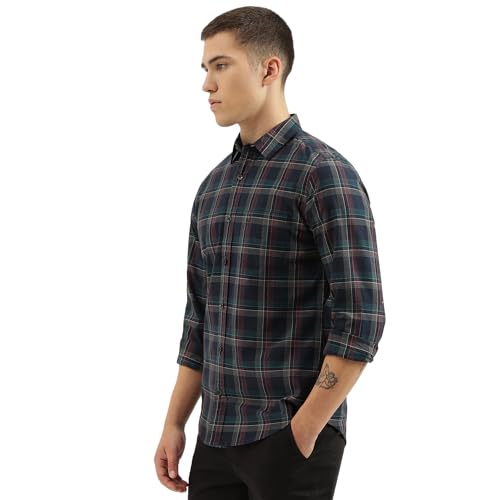 Image of United Colors of Benetton Slim Fit Spread Collar Checkered Shirts