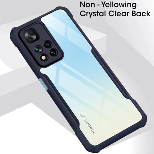 Image of TheGiftKart Shockproof Crystal Clear Back Cover Case for Xiaomi 11i 5G / 11i Hyper Charge 5G | 360 Degree Protection | Protective Design | Transparent Back Cover Case (PC & TPU, Blue Bumper)