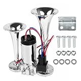 Kqiang 600DB 12V Air Horn with Air Compressor,Dual Trumpets Super Loud Air Horn Kit for SUV Motorcyc