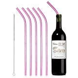 Reusable Wine Bottle Straws - Pack of 6 - Includes Straw Cleaning Brush - Perfect Hostess Gift or White Elephant Gift Idea