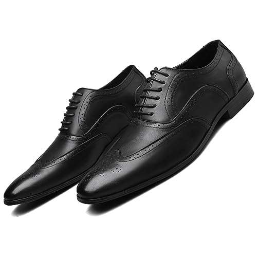 Mens Dress Shoes Fashion Business Wedding Formal Shoes Lace-up Pointed-Toe Classic Leather Casual Oxfords for Men3