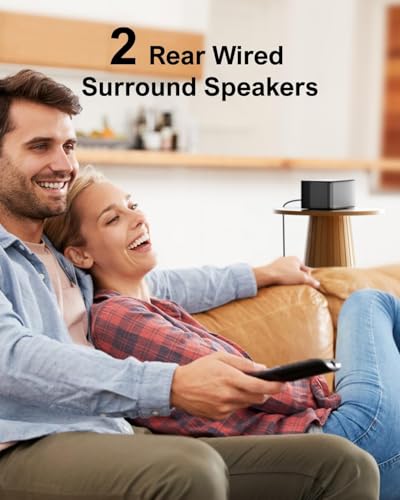 Image of ULTIMEA 7.1 Surround Sound System for TV with Dolby Atmos, APP Control, 4 Wired Surround Speakers, 460W Sound Bar for Smart TV with 6.5 inch Wireless Subwoofer, Home Theater Sound System, Poseidon D80