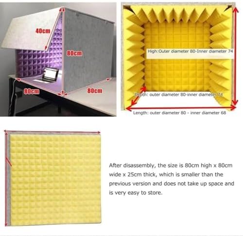 Portable Soundproof Booth - 60x60x60cm Desktop Vocal Recording Studio for Microphone, Podcast, Singing, Home Music, Noise Isolation Box (Blue) - Ideal for Musicians & Creators