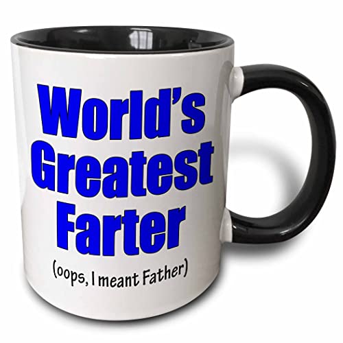 3dRose World's Greatest Farter Oops I Meant Father 11oz Two-Tone Black Mug