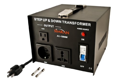 Simran AC-1000 Voltage Power Converter 110v 220v 240v Step up Down Transformer Worldwide Use,1000 Watt, Black