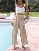 Pantalones palazzo de verano para mujer Faleave, de algodón y lino, fluidos, de pierna ancha, de playa, con bolsillos 4