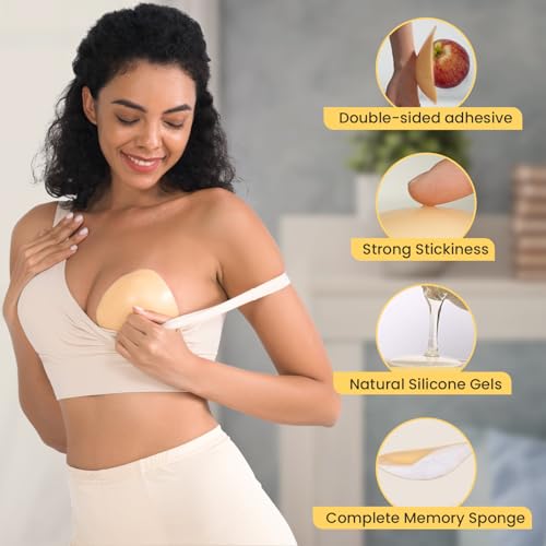 Double Sided Sticky Bra Inserts Reusable Push Up Lift Self Adhesive Bra Pads for Bikini Swimsuit Sports Strapless Bra2