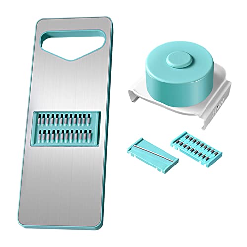 , Vegetable Cutter Food, with Interchangeable Set, Veggie Slicer Manual Slicer for Garlic, Cabbage, Potato, 3 Blade Green