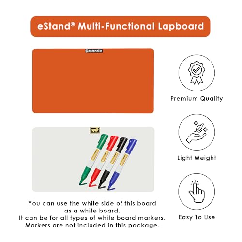 Image of Engineered Wood Lap Board for Study | Home | Dining | Office | Laptop | Computer Desk | Reading & Writing | Multi-Purpose | Made in India | (MENDARIN, LB-12X23-MENDARIN)