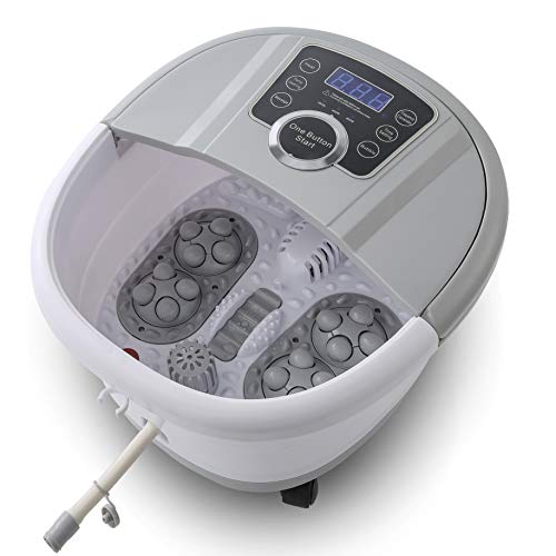 Foot Spa Bath Massager with Heat and Automatic Massage Foot Pedicure Spa Machine Athletes Foot Bubble Soak Tub,Digital Adjustable Temperature Control Gray
