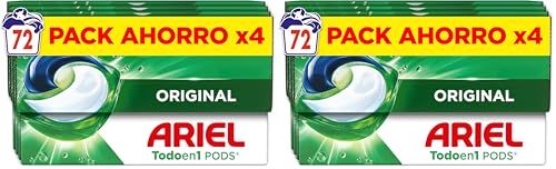 Ariel PODs Todo en 1 Detergente en Cápsulas Original, Elimina Manchas y Olores en 1 Lavado, 72 Cápsulas (Paquete de 2)