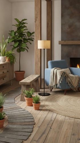 Image of Modern Floor Lamp with Fabric Shade, Metal Base, Red