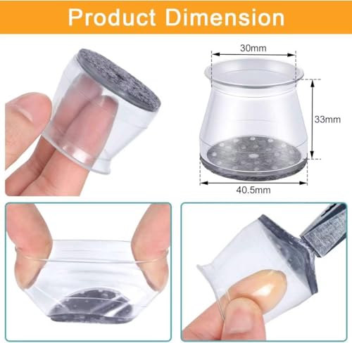 Image of 32 Pcs Chair Leg Floor Protectors - Silicone Felt Pads, Scratch-Proof & Noise-Free, Easy Smooth Moving, Large Size (Fits Round Chair Legs: 1-5 /16 inch to 2 inch Diameter)​
