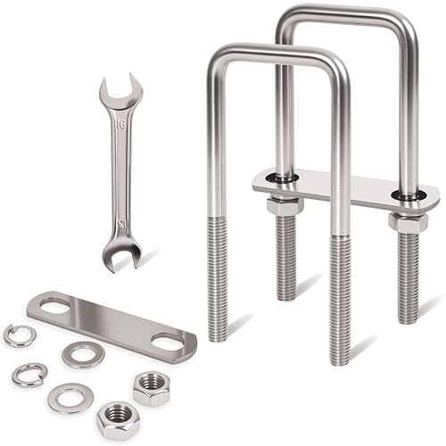 Image of 2 Pcs M10 Square U Bolts 2 Inch Wide, 3 /8 inch x 2 inchW x 5-1 /8 inchL