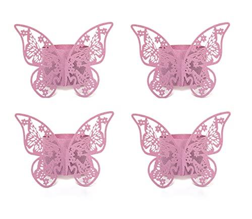 Hqleshui 100 Pieces Napkin Rings, 3D Butterfly Paper Napkin Rings For Place Settings, Wedding Receptions, Dinner Or Holiday Parties, Family Gatherings, Diy Decoration (Purple) #TOP1