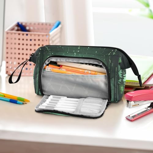 Image of Dragon Green Pencil Case Large Capacity Pencil Pouch, Handheld Pen Bag Cosmetic Portable Gift for Office School Teen Girl Boy Men Women Adult Pencil Storage Organizer