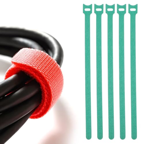 100 unidades de cintas reutilizables con gancho y lazo para cables, organizadores autoadhesivos verdes para electrónica y electrodomésticos, resistentes para escritorio y cocina miniatura 7