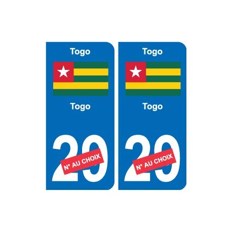 Togo Togo sticker numéro département au choix autocollant plaque immatriculation auto - Angles : arrondis