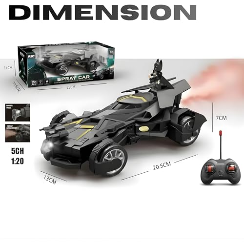 Image of Remote Control Car Toy for Kids | High Speed Remote Control with Mist Spray, LED Lights Vehicle |Rechargeable Super Hero Cars Spray Smoke Car for Boys, Adults