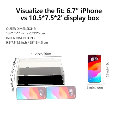 Image of Evron Display Case for Collectibles Assemble Clear Acrylic Box Alternative Glass Case for Display Action Figures Home Storage & Organizing Toys (10.5x7.5x2 inch; 26x19x5 cm)
