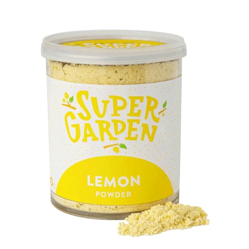 Super Garden Gefriergetrocknetes Zitronenpulver aus 100% Naturfrüchten - Zuckerfreies Fruchtpulver für Smoothies, Desserts & Getränke - Vitamin-reiches Gewürz für Müsli & Joghurt - 80g