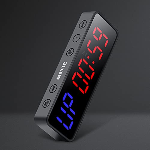 Portable Gym Workout Timer, Fitness Clock with The Rubber Case and Built-in Magnetic Spine, Large LED Digital Anti Vertigo Display, for Home Garage