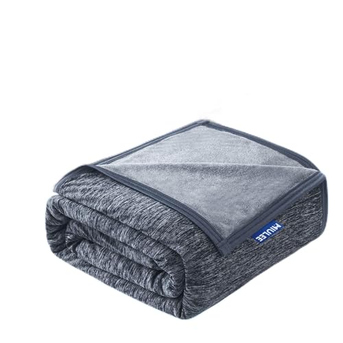 MIULEE Kühldecke Sommerdecke 150x200cm Erwachsene und Kinder 2 in 1 Selbstkühlende Decken mit Arc-Chill Q-MAX0.4 Kühlfasern Wohndecke Sofadecke Grau