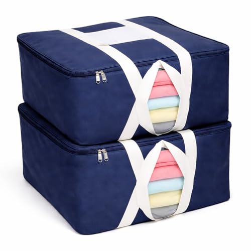 Image of EASY HOME 33L Closet Storage Bags for Clothes Large| Premium Wardrobe Bag with Zip Closure | Moisture Proof Nylon Garment Cover for Sarees, Heavy Quilts & Blankets