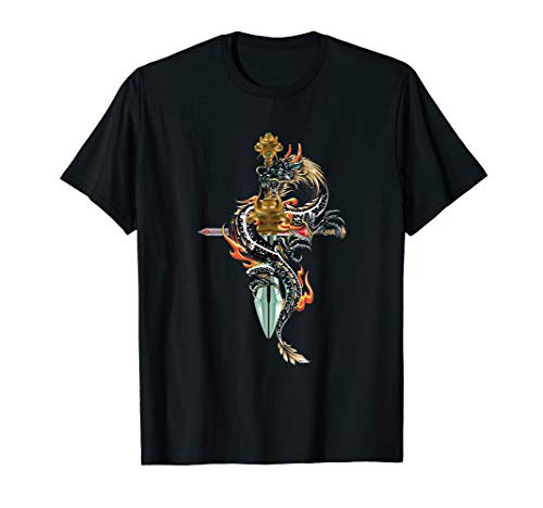 Dragon Sword Fire Fantasy Animal Creature Funny T-Shirt