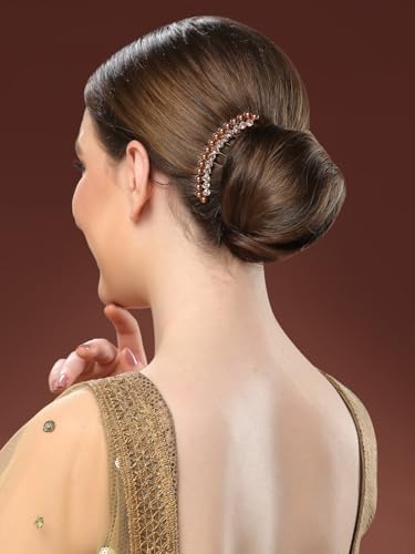 Image of Vogue Hair Accessories Golden And White Pearl Comb Hair Clip For Women