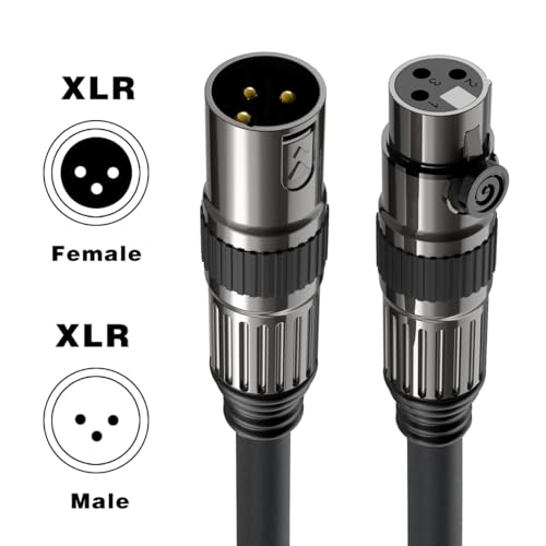 FORE 20 Feet 2-Pack XLR to XLR Cables, XLR Microphone Cable, Oxygen-Free Copper (OFC) XLR Male to Female Cord, Mic Cord, XLR Speaker Cables,Color Gunmetal Grey & Black - 2 Pack 20 Feet by FORE - Image 2