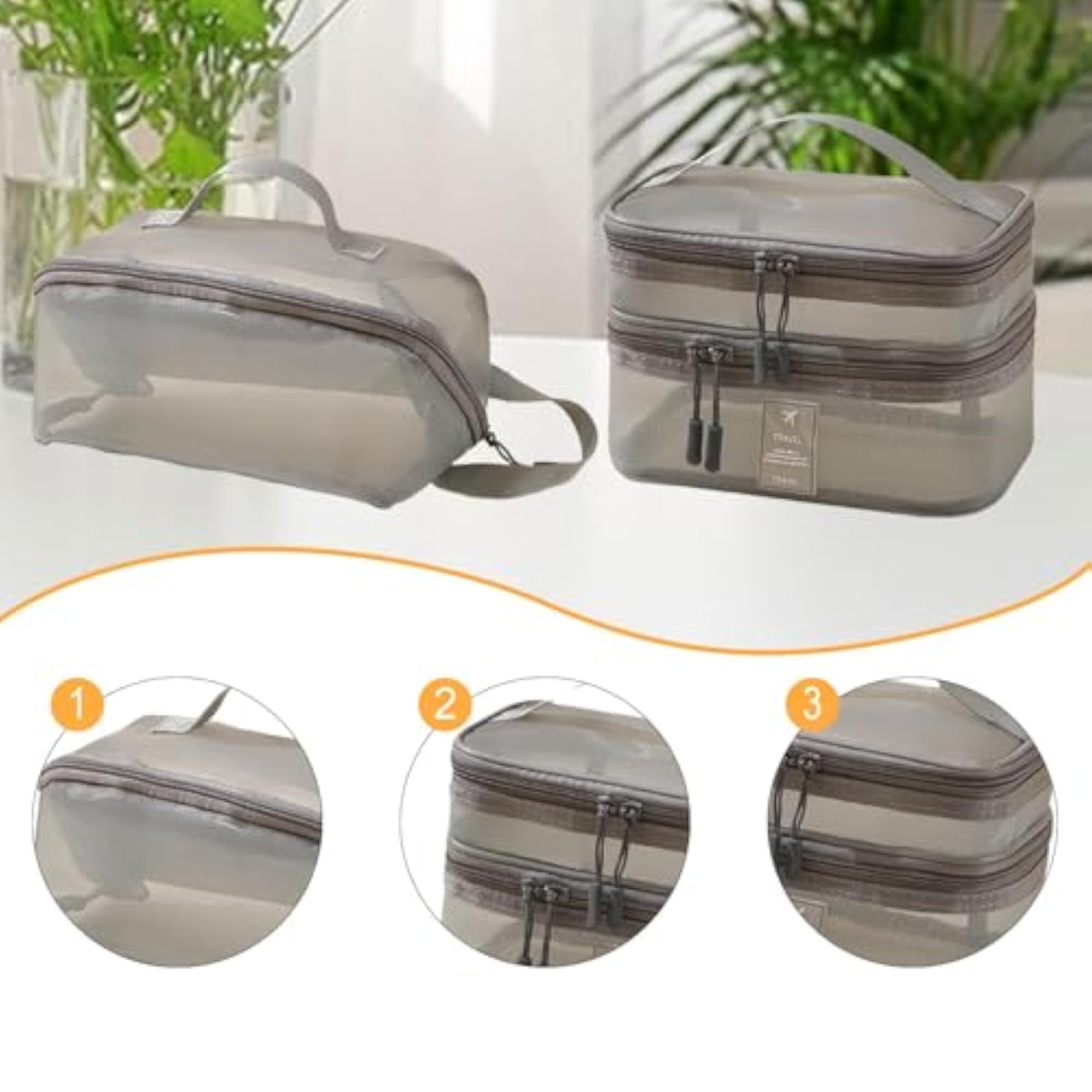 2X Mesh Makeup Bag Portable Brush Organizer, Gray