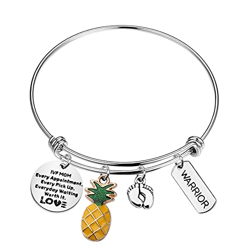 Image of MYOSPARK IVF Infertility Warrior Pineapple Gift Infertility Mom Jewelry IVF Mom Everyday Waiting Worth It Bracelet Infertility Mom Encouragement Gift