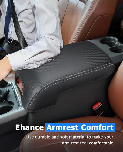 Image of INTGET Center Console Cover for Ford F250 F350 F450 F550 2011 2012 2013 2014 2015 2016 Super Duty Accessories for F-250 F-350 F-450 F-550 Car Interior Armrest Arm Rest Cushion Lid Pad