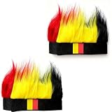 NIISDROP 2 PCS 2026 International Soccer Tournament Belgian Flag Patriotic Wig Headband, Hair Accessory with Belgium Flag for Sports Fans, Game Day Party Supplies, Costume and Celebration Decorations