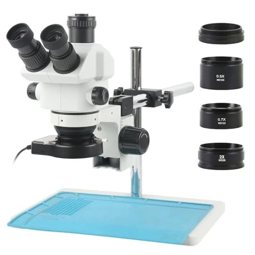 Microscope 3.5X-120X Simul-Focus Parfocalization Stereo Trinocular Microscope 0.5X CTV Objective Barlow Lens for Microscopic Observation