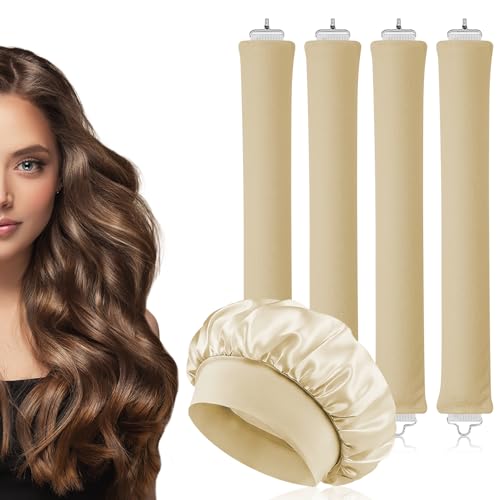 AOOWU Heatless Curls Band 5 Stück, üBer Nacht Overnight Blowout Locken Ohne, Neu Lockenwickler Locken Ohne Hitze, Diy Overnight Curls Gummi Hitzefreier Lockenwickler Locken für Mittleres Langes Haar