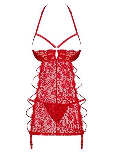 Robe de nuit Obsessive Rediosa vêtements de nuit légers et sensuels pour femme