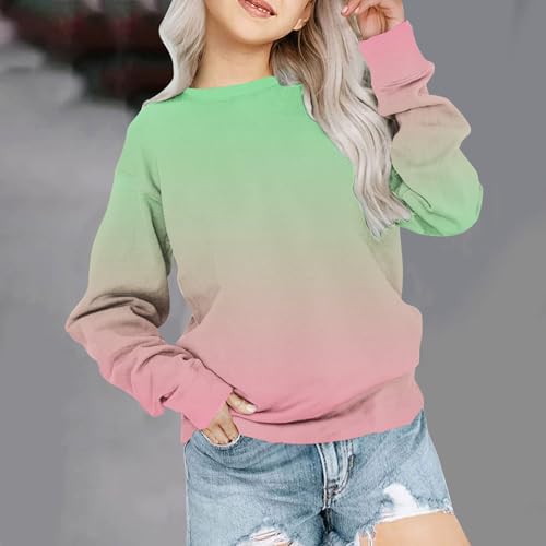 Girls Long Sleeve Crewneck Sweatshirts Fall Fashion Gradient Pullover Tops Fleece Sweater Cute Preppy Outfits2