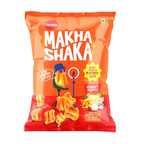 Image of Farmley Makha Shaka Makhana Cheese Waves Pillow Pouch- 70 g | Healthy Snacks | Namkeen Snacks & Puffed Snacks | Roasted in Olive Oil