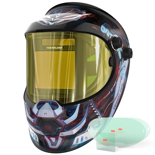 Image of YESWELDER Auto Darkening Welding Helmet with SIDE VIEW, 180 Panoramic View, 1 /1 /1 /1 True Color Solar Powered Welder Hood, Wide Shade 3 /5-9 /9-13 Welder Mask for TIG MIG ARC CUT and GRIND, LYG-Q800D