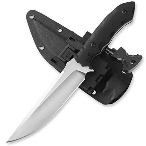 BEEK Feststehendes Messer D2 Stahl, Gürtelmesser mit Kydex Scheide Gürtelclip, Outdoor Messer Scharfes Jagdmesser mit Holster, Camping Messer für Outdoor, Angeln